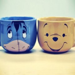 Eeyore and Pooh Bear tea cups