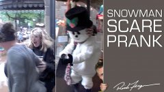 Holiday shopping snowman scare prank