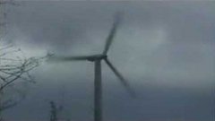 Powerful winds destroy wind turbine