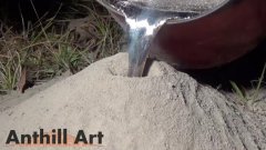 Art Created By Pouring Molten Metal Down Anthill