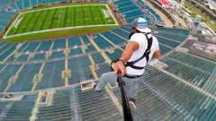 Rope Swing Zipline From Top Of NFL Stadium