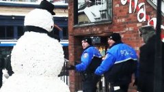 Man In Freaky Snowman Costume Scares People