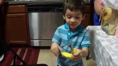 Little Kid Is Excited For Banana Gift