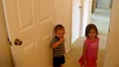 Kids Climb Door Post To Get Candy