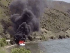 Cool way to put out a boat fire