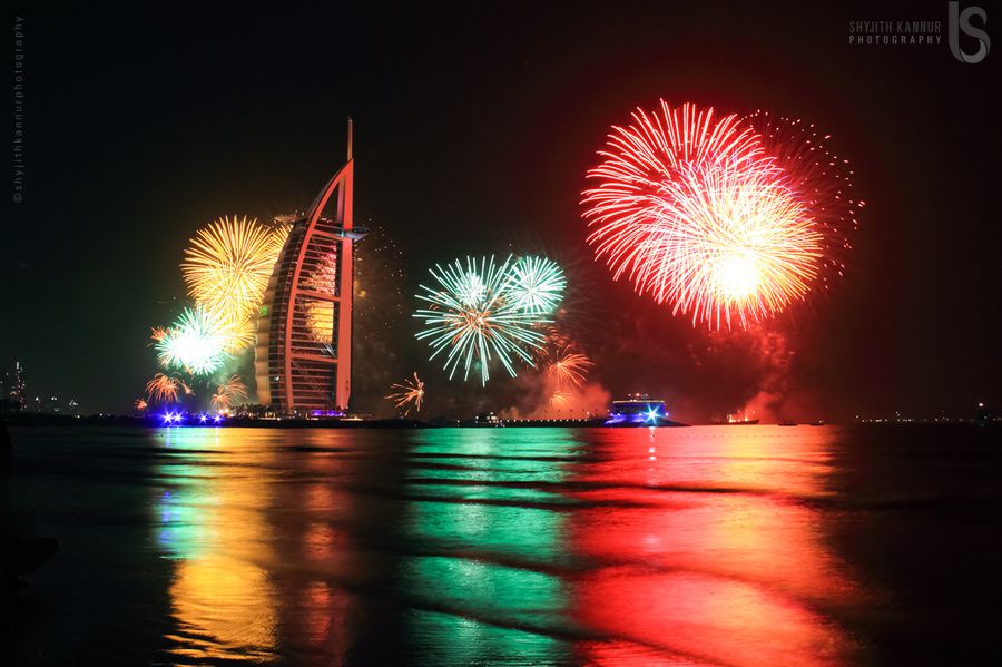 New year firework @ burj al arab, dubai
