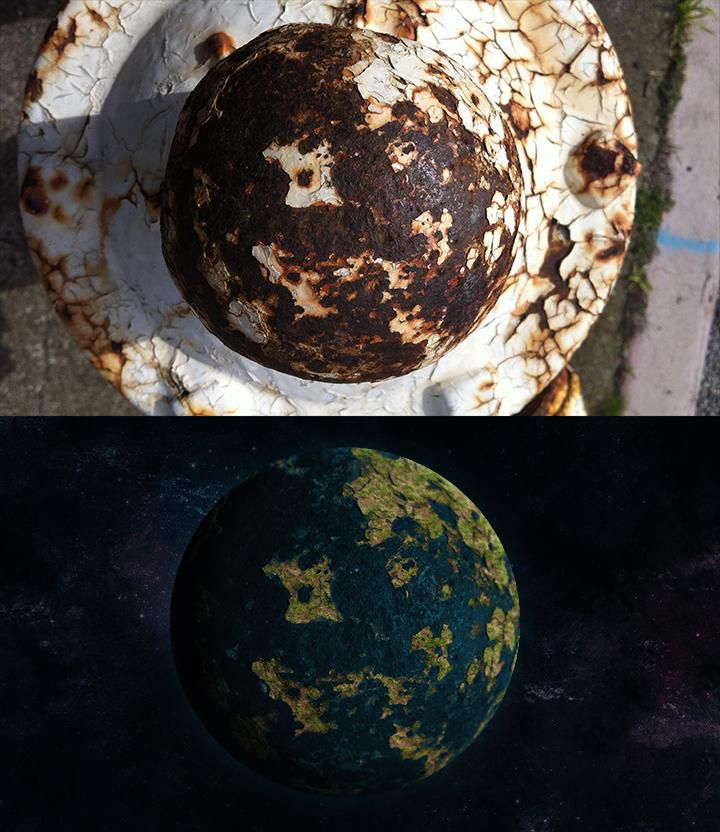 I like taking pictures of rusty fire hydrants and turning them into planets