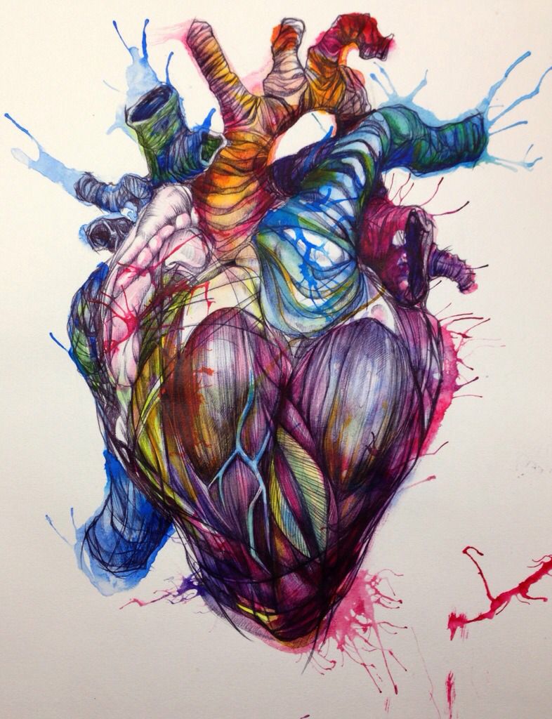 Biro and ink heart