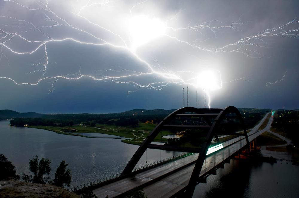 Lightning Over An Austin Bridge