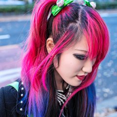 Pink-Purple Dip Dye Hair, Harajuku