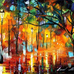 Rainy Evening original oil on canvas painting