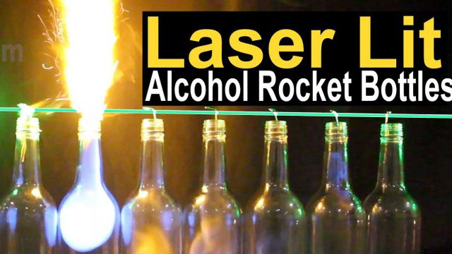 Laser ignites alcohol rocket bottles | dovga.com