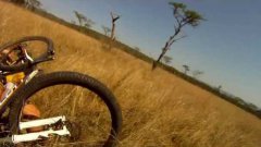 Mountain Biker Hit By Huge Running Antelope