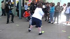 Fat White Kid Dancing At School Playground