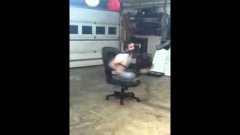 Spinning In A Chair With A Leaf Blower