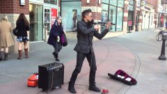 Street Musician Plays Electric Violin