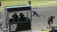 Stunt man jumps over speeding Lamborghini