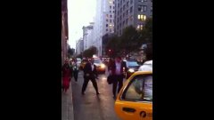 Two guys fighting over taxi nyc