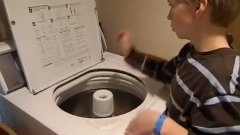 10-year-old boy drumming washing machine