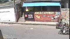 Brazilian convenience store robber is literally thrown out window