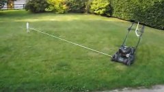 Rope controlled lawn mower