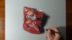 3d drawing of empty bag of chips