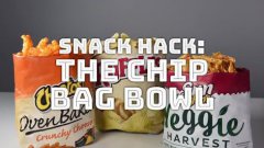 Turning bag of chips into serving bowl
