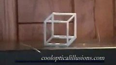 Famous necker cube illusion.
