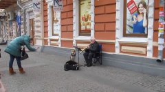 Dog Sings Along With Street Musician