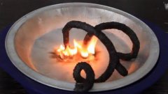 Burning Mercury Thiocyanate Produces Black Snakes Of Ash