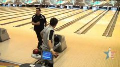 Crazy bowling strike bouncing into the other lane