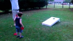 3 Year Old Scores Perfect Game Playing Beanbag Toss